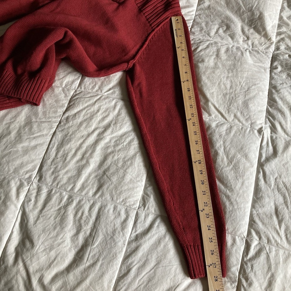 GUESS Cleo Zip Shawl Collar Pullover Sweater Mens Lg Cranberry Red Cotton Blend - Picture 14 of 14
